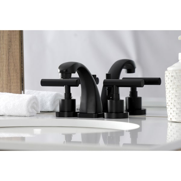 Widespread Bathroom Faucet With Brass PopUp, Matte Black